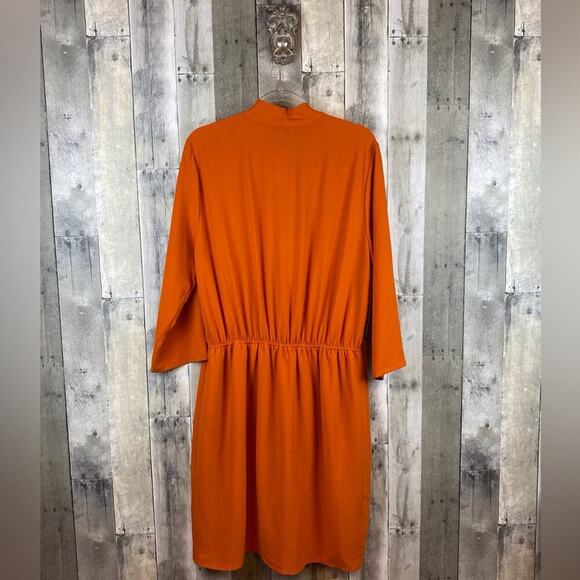 NWT Anthropologie NSR Naomi Surplice Dress in Medium Orange Size XL. - Picture 3 of 16